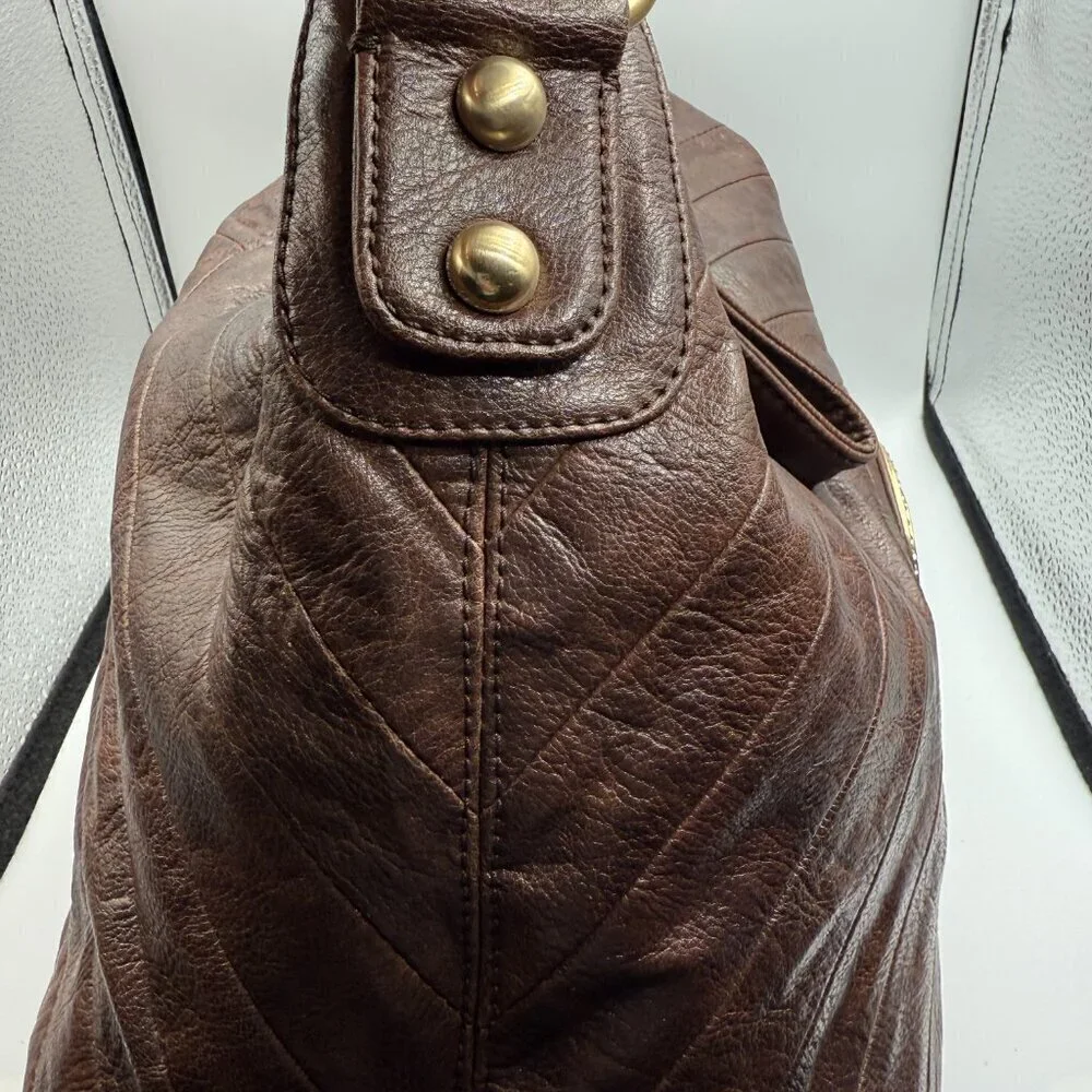Guess Large Brown Leather Shoulder Bag